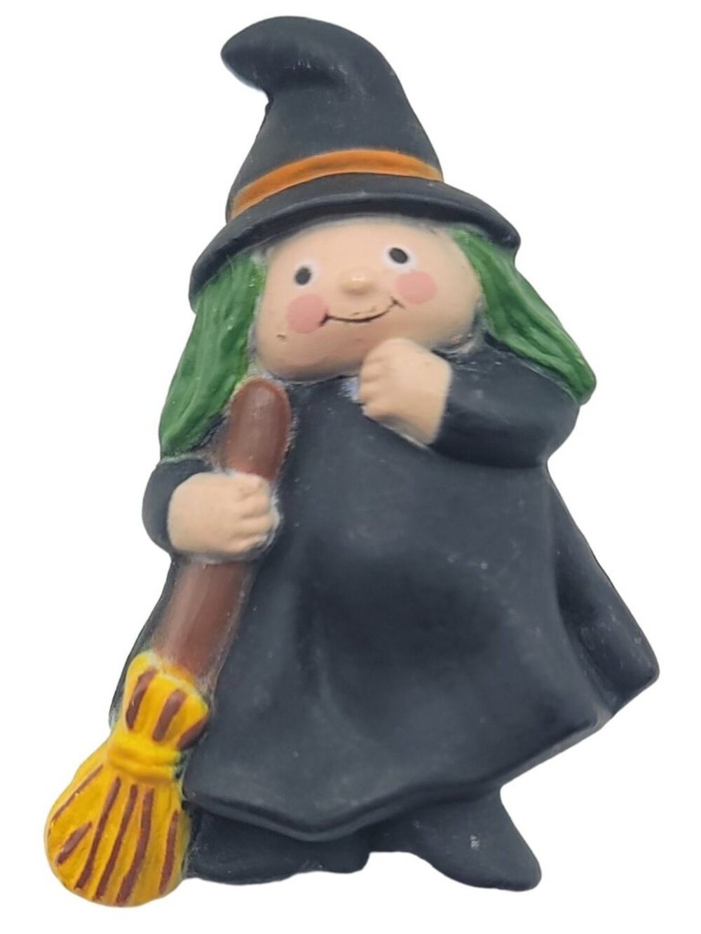 Fun World Vintage Halloween Hard Plastic Hand Painted Witch Holiday Pin